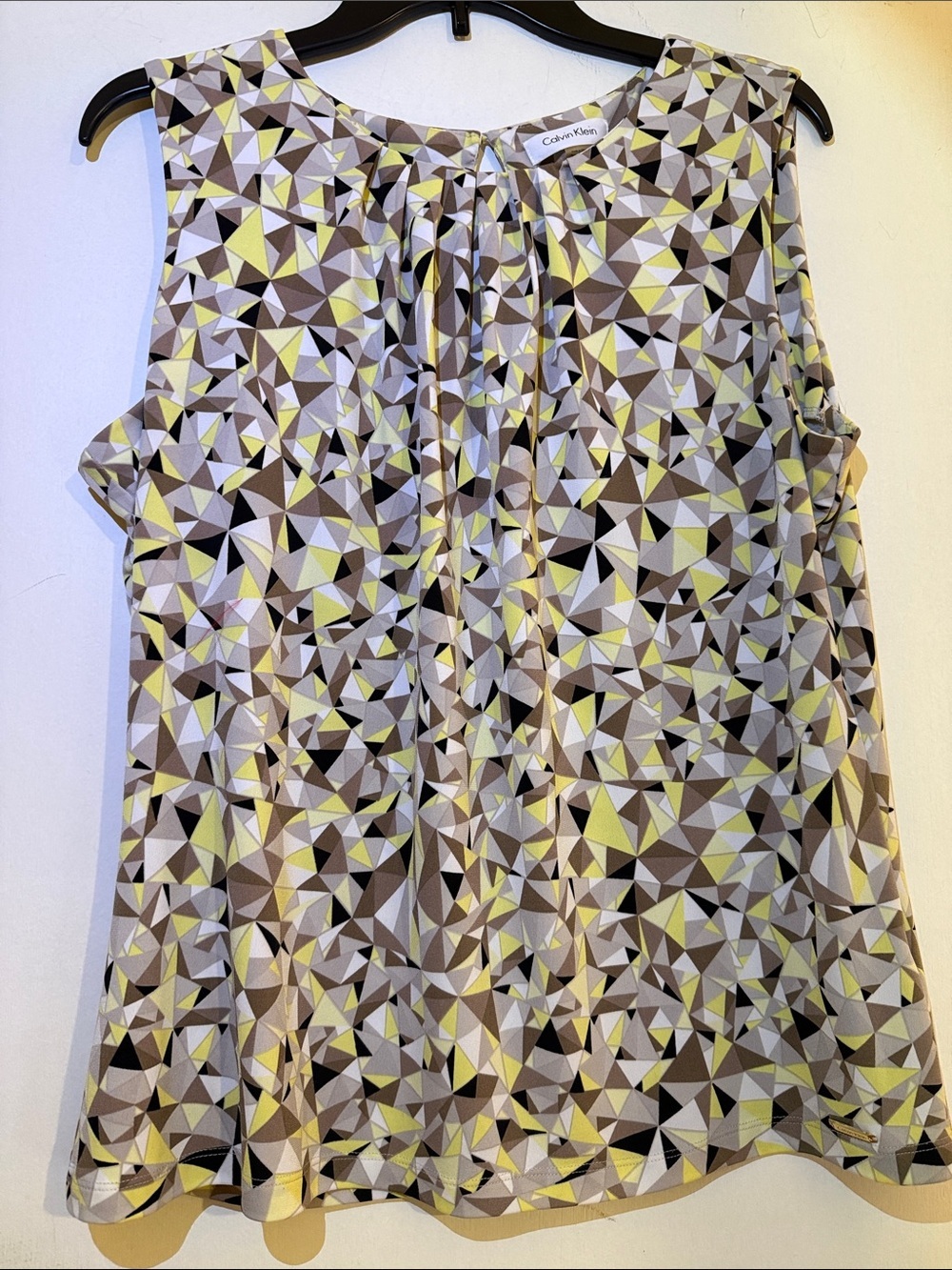 Calvin Klein Geometric Sleeveless Camisole in Yellow, Taupe and Black